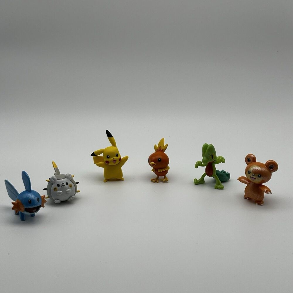 Pokemon Figure Lot Of 6 Pikachu Treecko Teddiursa Torchic